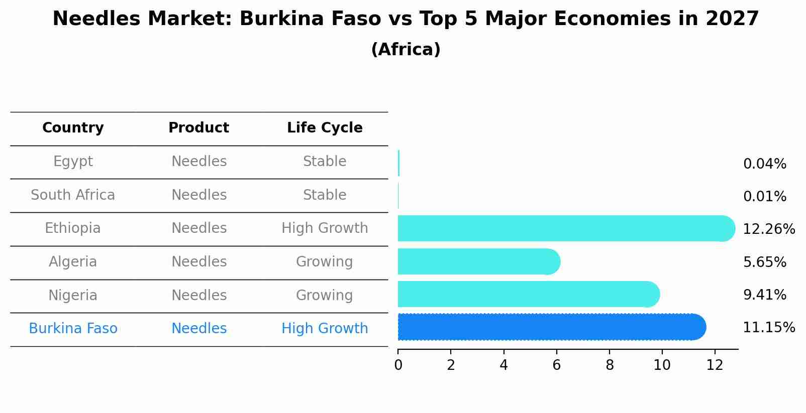 Needles Market: Burkina Faso vs Top 5 Major Economies in 2027 (Africa)