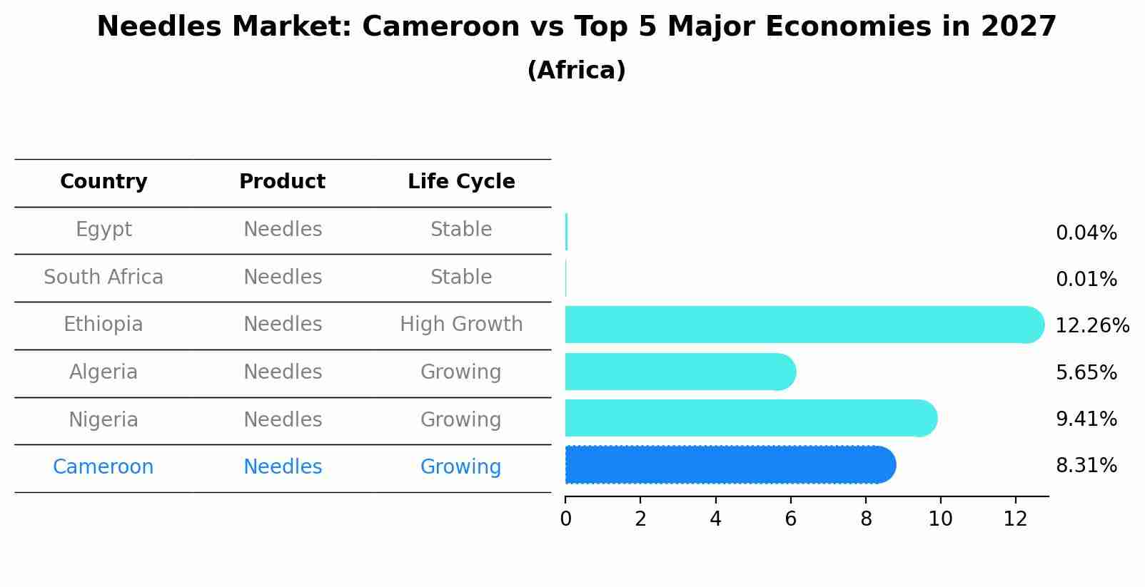 Needles Market: Cameroon vs Top 5 Major Economies in 2027 (Africa)