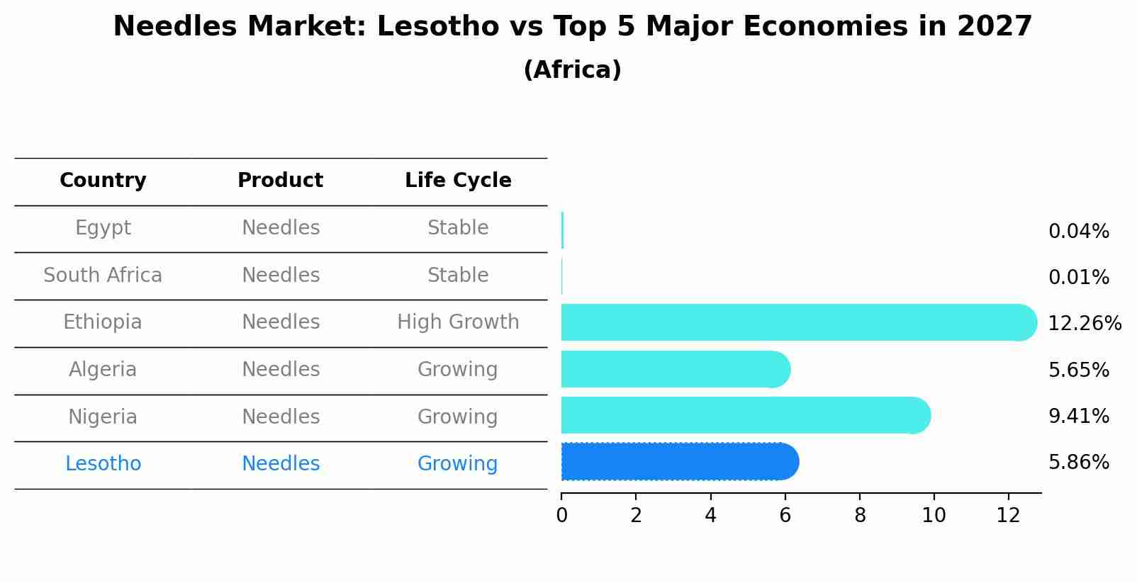 Needles Market: Lesotho vs Top 5 Major Economies in 2027 (Africa)