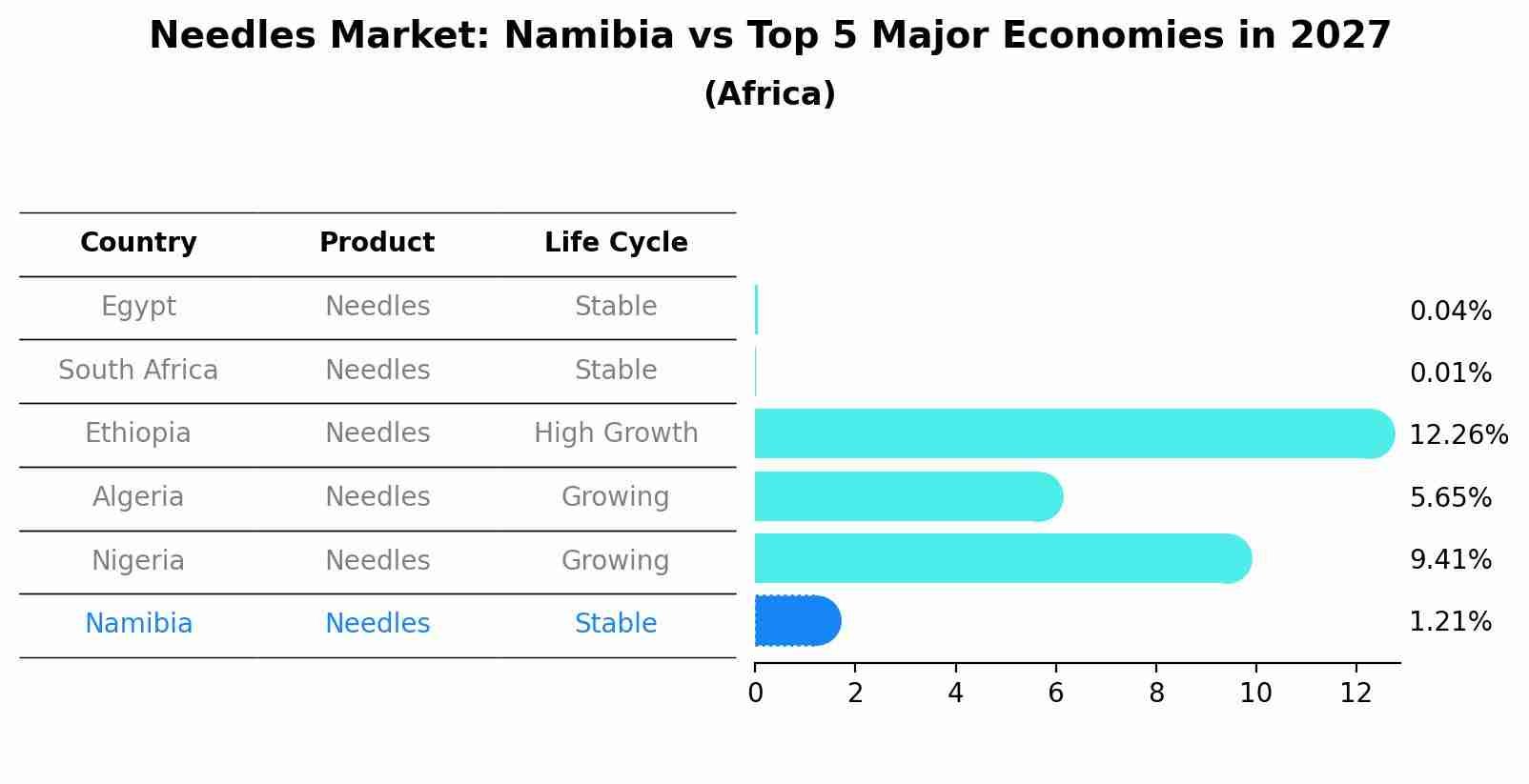 Needles Market: Namibia vs Top 5 Major Economies in 2027 (Africa)