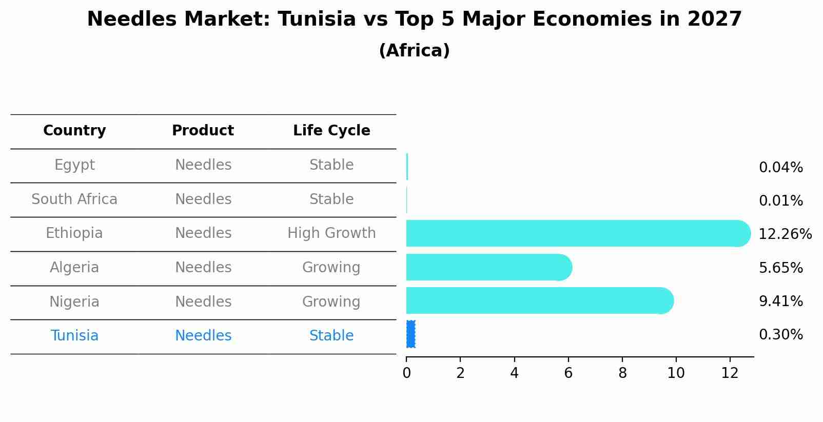 Needles Market: Tunisia vs Top 5 Major Economies in 2027 (Africa)