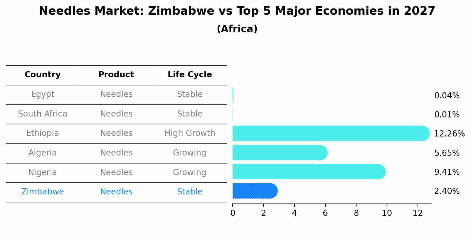 Needles Market: Zimbabwe vs Top 5 Major Economies in 2027 (Africa)