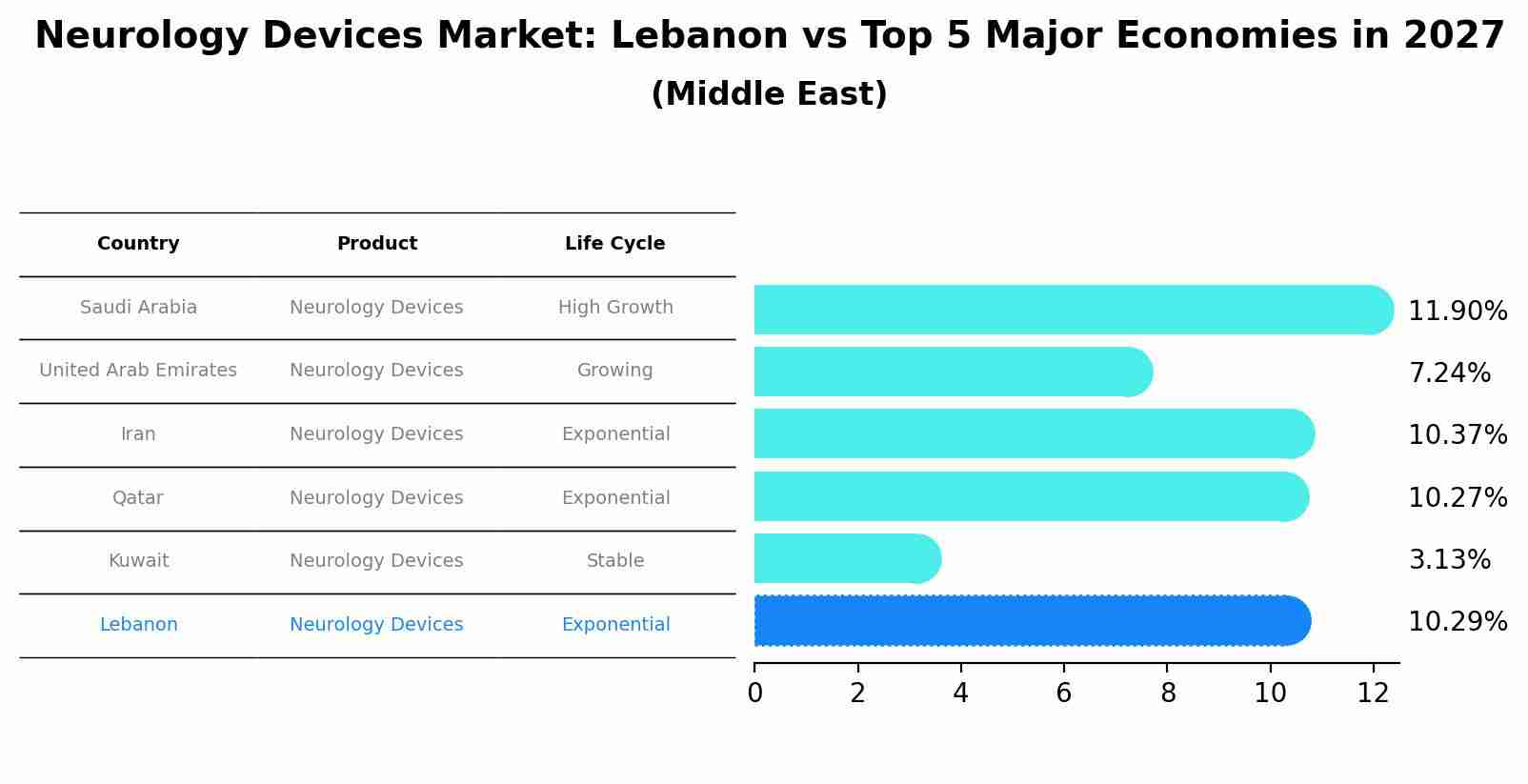 Neurology Devices Market: Lebanon vs Top 5 Major Economies in 2027 (Middle East)