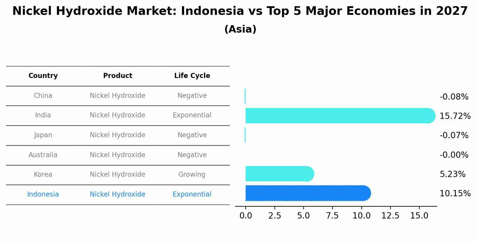 Nickel Hydroxide Market: Indonesia vs Top 5 Major Economies in 2027 (Asia)