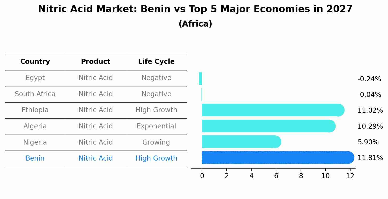 Nitric Acid Market: Benin vs Top 5 Major Economies in 2027 (Africa)