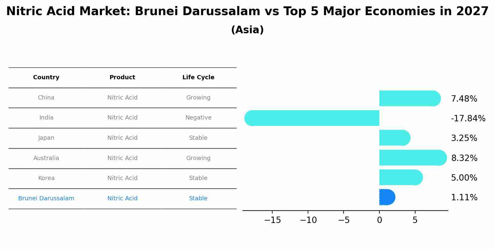 Nitric Acid Market: Brunei Darussalam vs Top 5 Major Economies in 2027 (Asia)