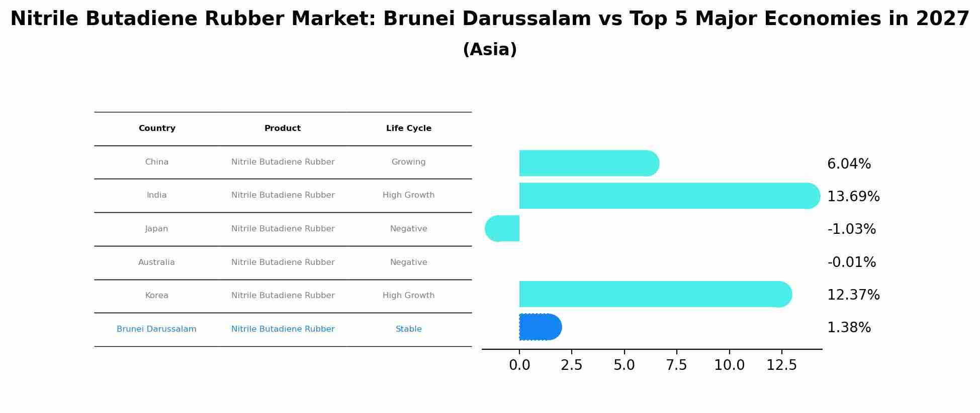 Nitrile Butadiene Rubber Market: Brunei Darussalam vs Top 5 Major Economies in 2027 (Asia)