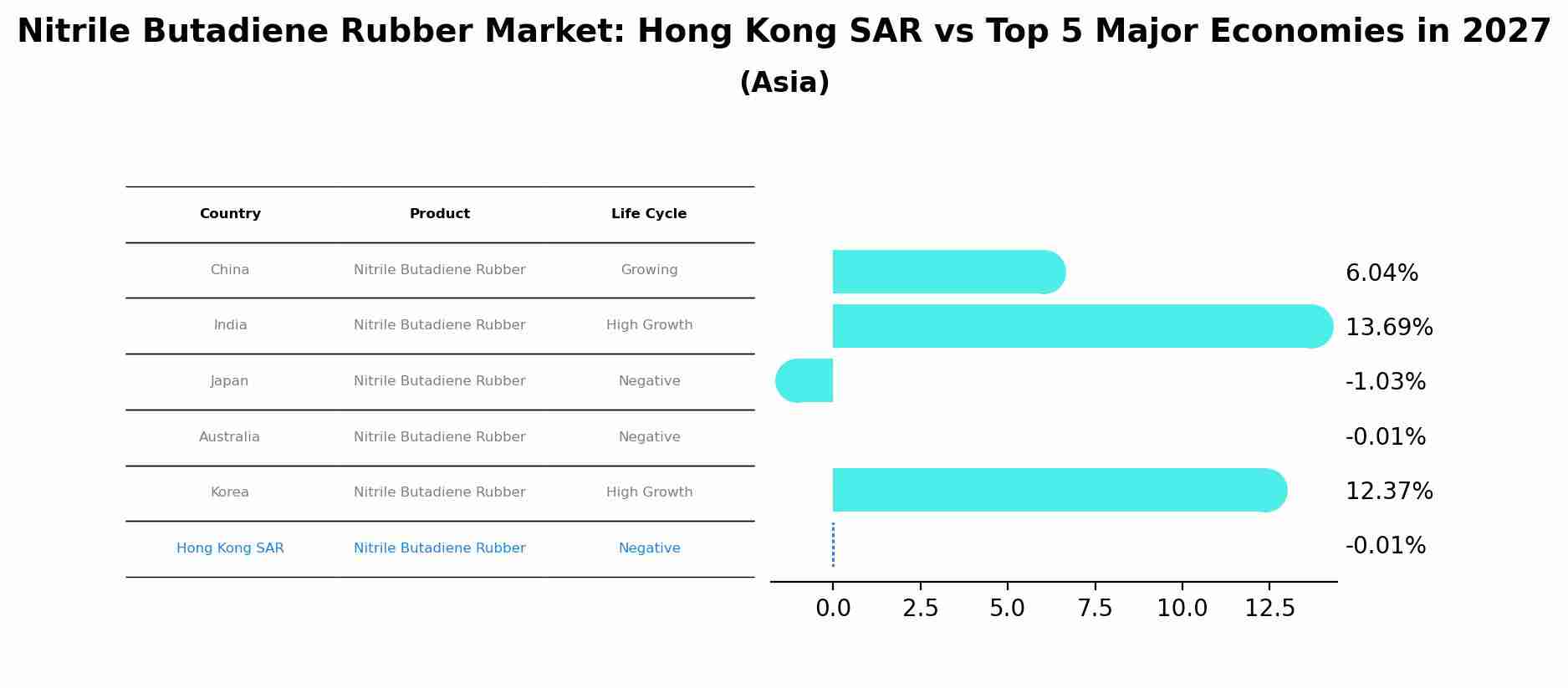 Nitrile Butadiene Rubber Market: Hong Kong SAR vs Top 5 Major Economies in 2027 (Asia)