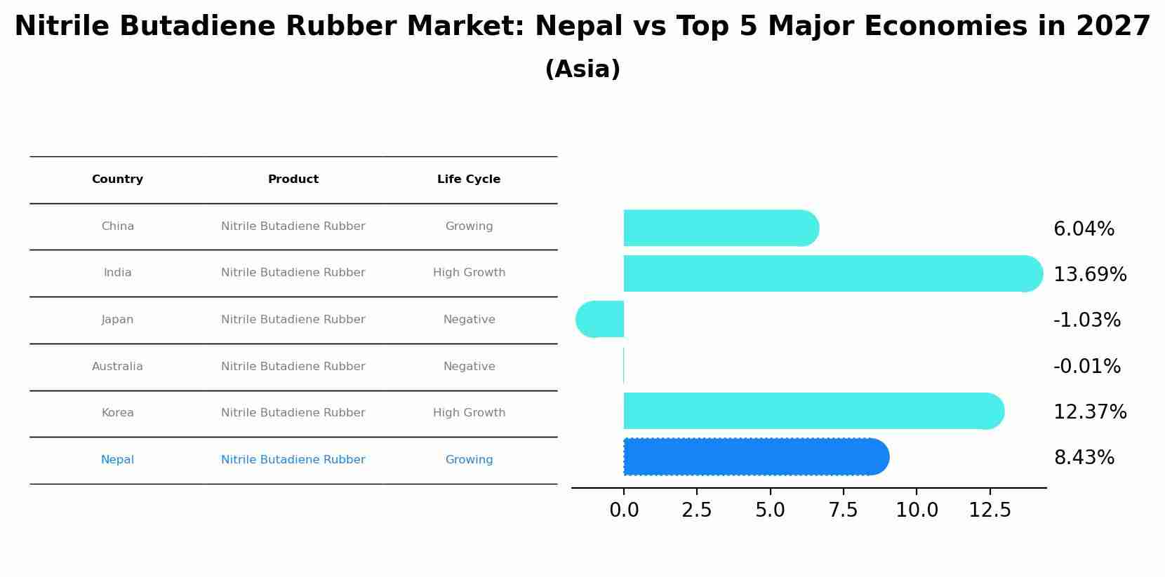 Nitrile Butadiene Rubber Market: Nepal vs Top 5 Major Economies in 2027 (Asia)