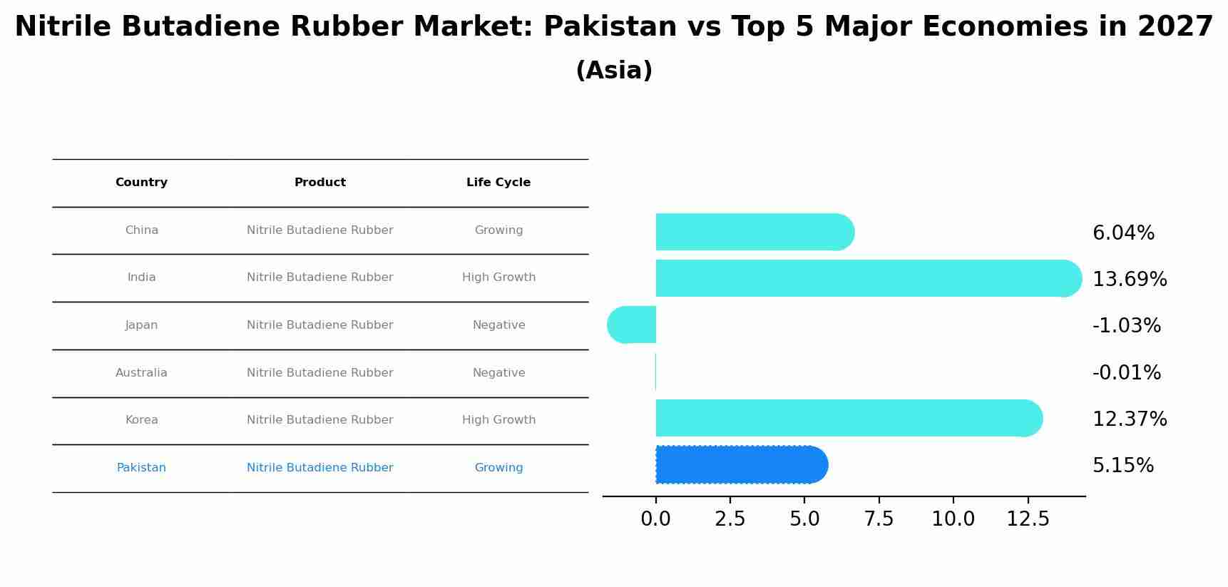 Nitrile Butadiene Rubber Market: Pakistan vs Top 5 Major Economies in 2027 (Asia)