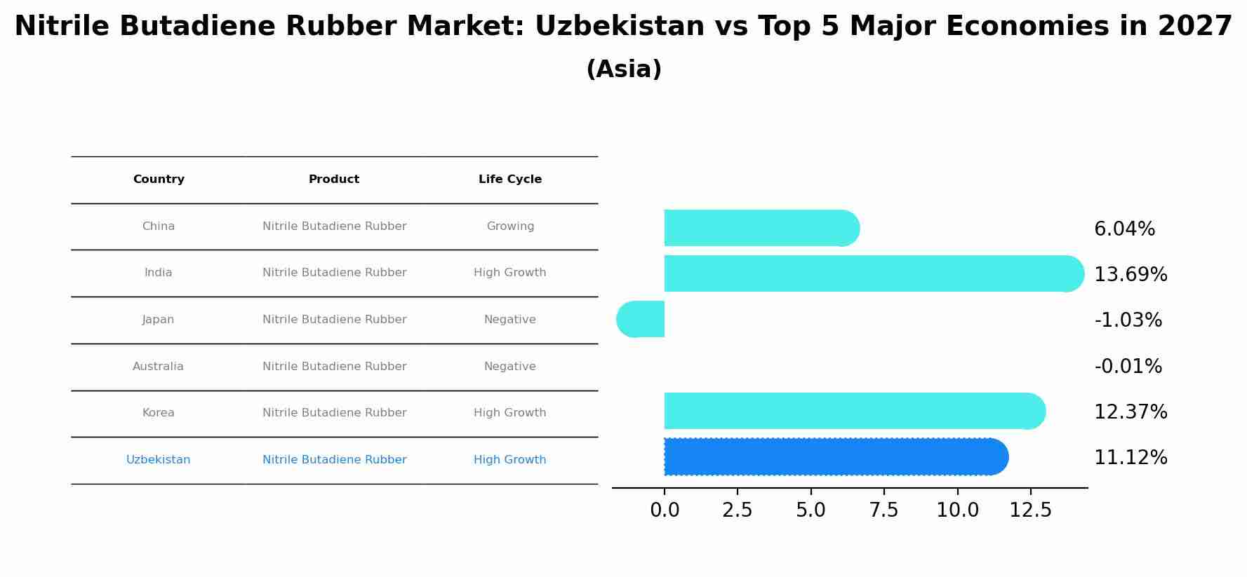 Nitrile Butadiene Rubber Market: Uzbekistan vs Top 5 Major Economies in 2027 (Asia)