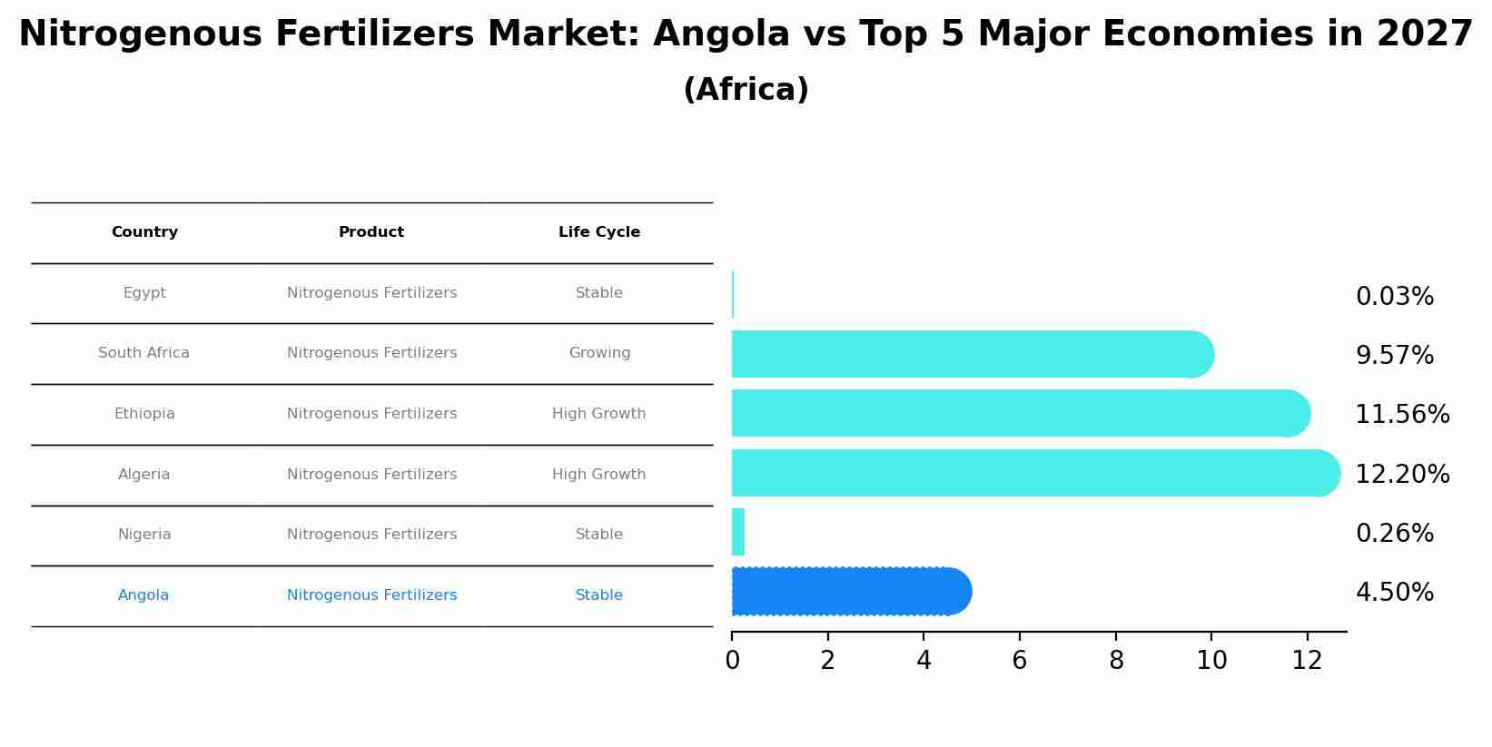 Nitrogenous Fertilizers Market: Angola vs Top 5 Major Economies in 2027 (Africa)