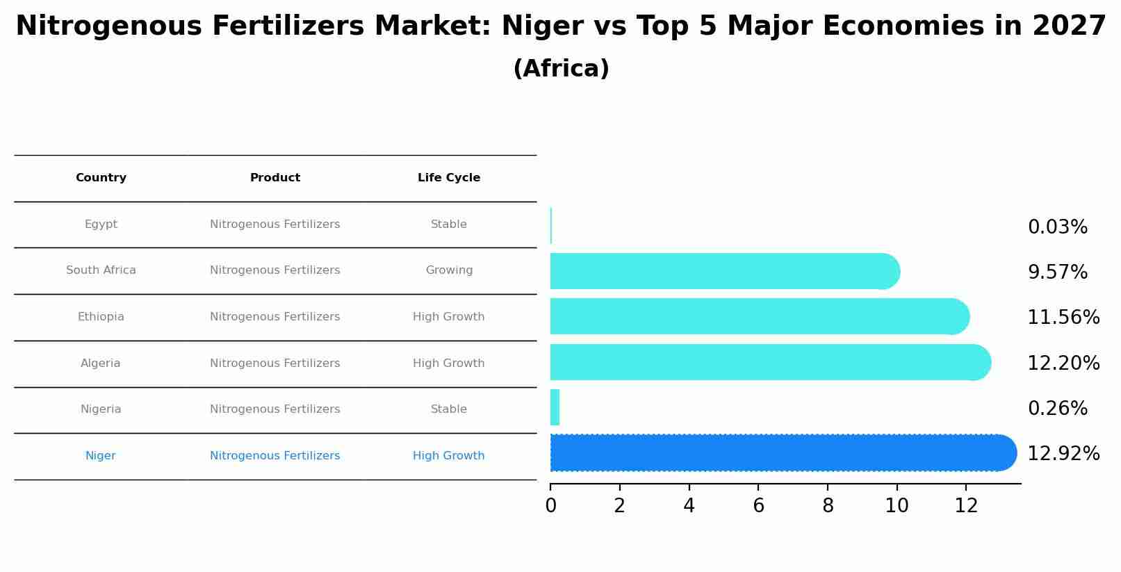 Nitrogenous Fertilizers Market: Niger vs Top 5 Major Economies in 2027 (Africa)