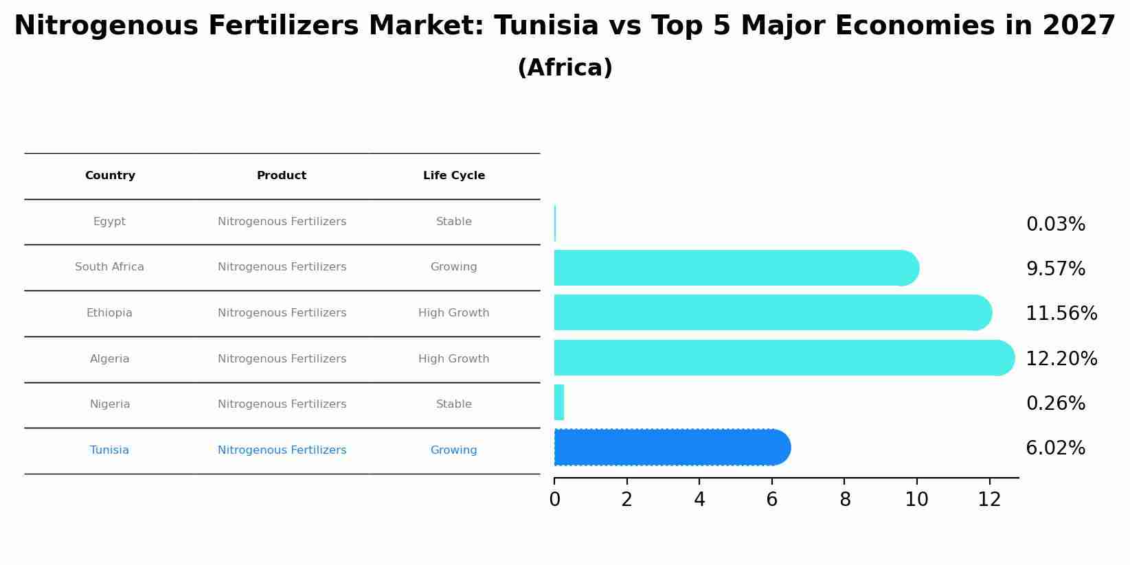 Nitrogenous Fertilizers Market: Tunisia vs Top 5 Major Economies in 2027 (Africa)
