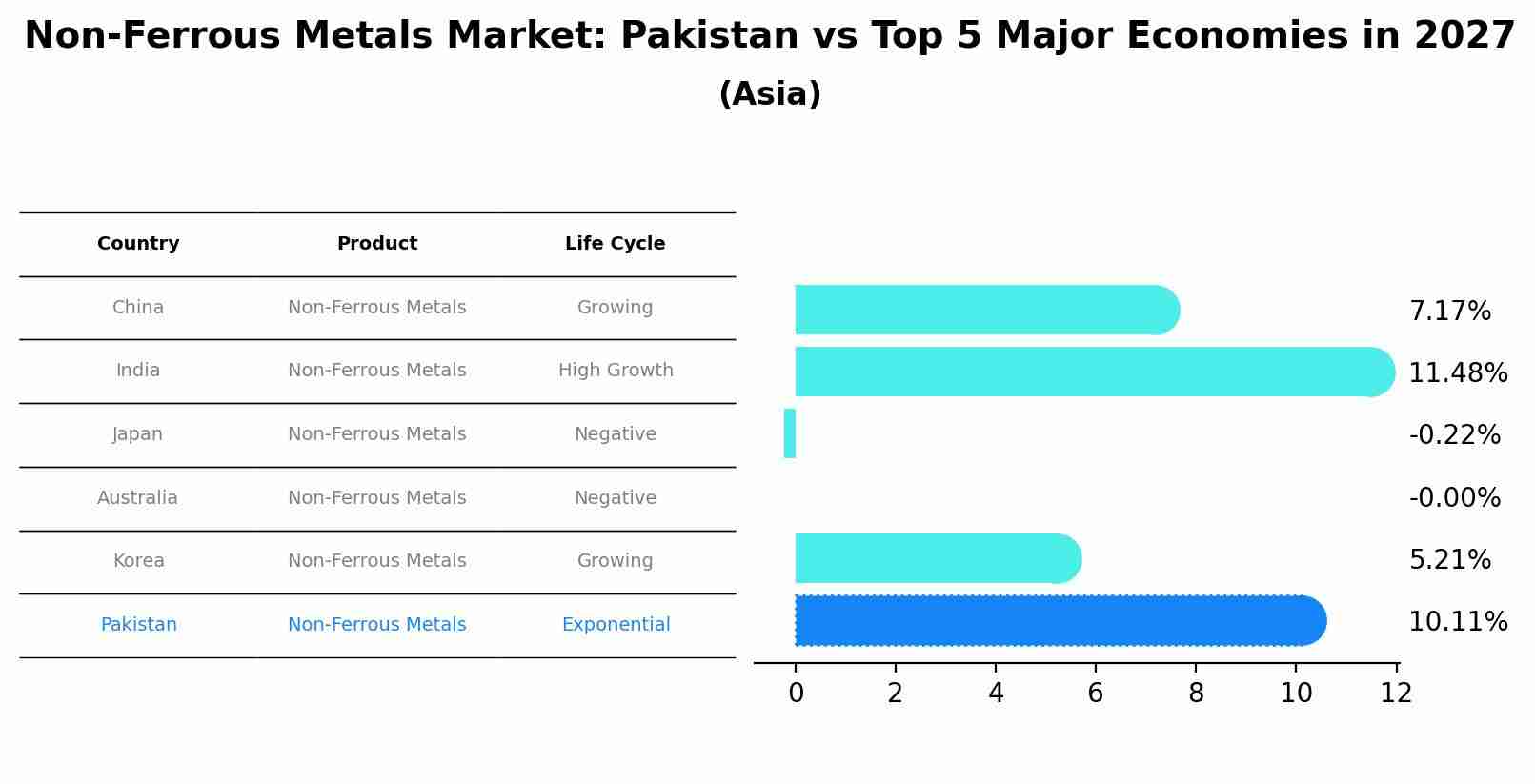 Non-Ferrous Metals Market: Pakistan vs Top 5 Major Economies in 2027 (Asia)