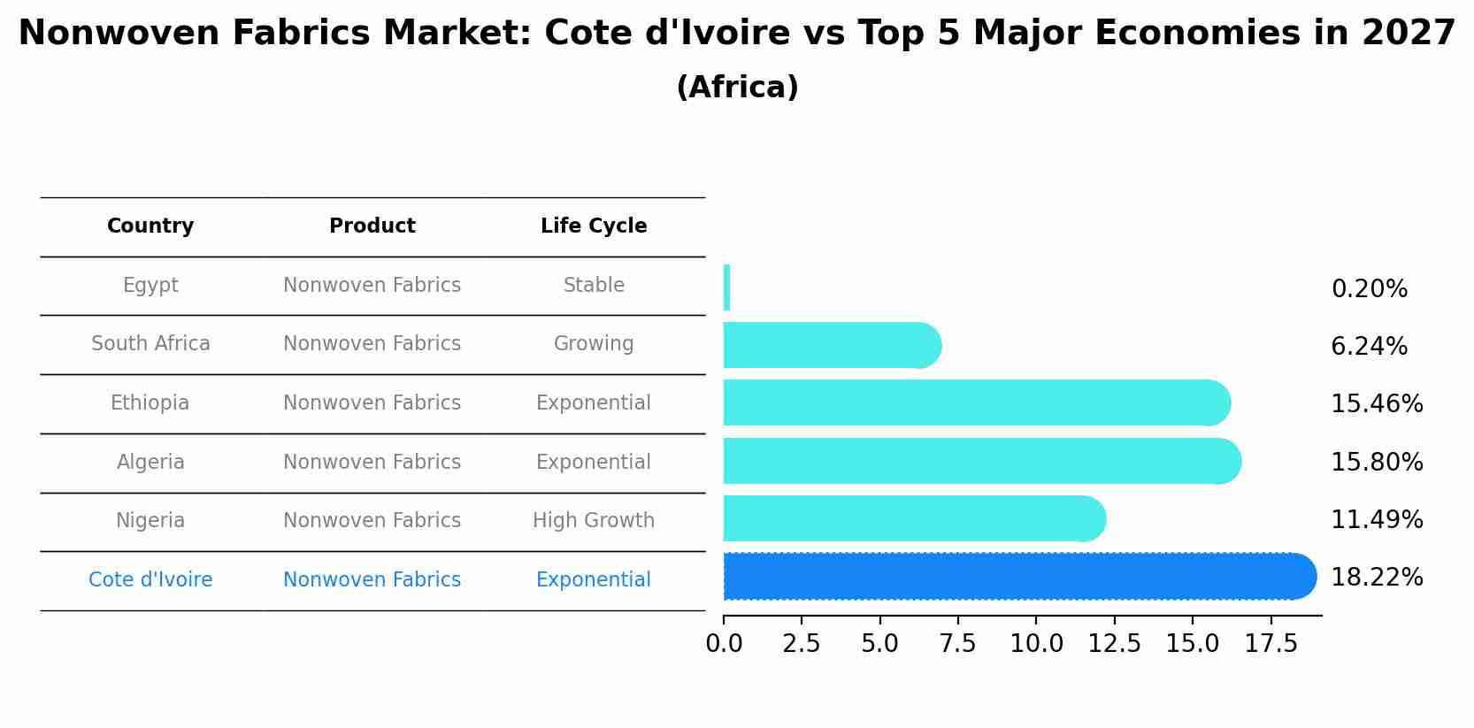 Nonwoven Fabrics Market: Cote d'Ivoire vs Top 5 Major Economies in 2027 (Africa)