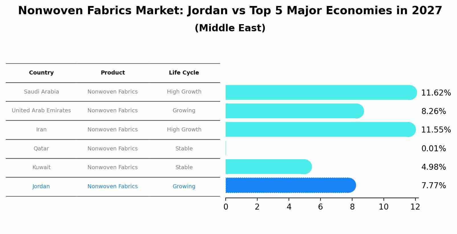 Nonwoven Fabrics Market: Jordan vs Top 5 Major Economies in 2027 (Middle East)