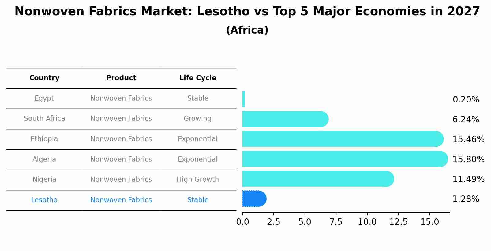 Nonwoven Fabrics Market: Lesotho vs Top 5 Major Economies in 2027 (Africa)