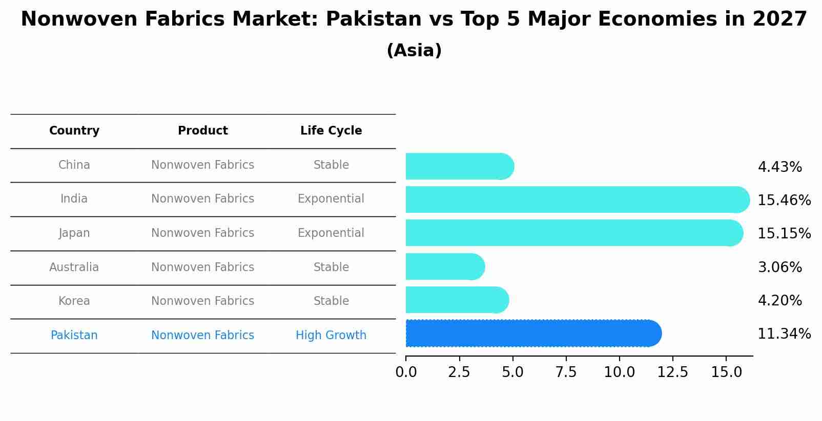 Nonwoven Fabrics Market: Pakistan vs Top 5 Major Economies in 2027 (Asia)