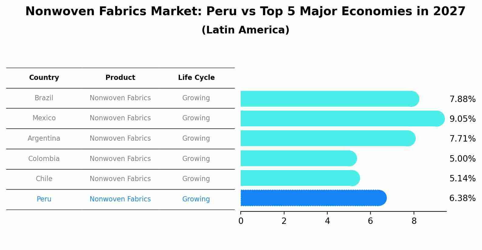 Nonwoven Fabrics Market: Peru vs Top 5 Major Economies in 2027 (Latin America)