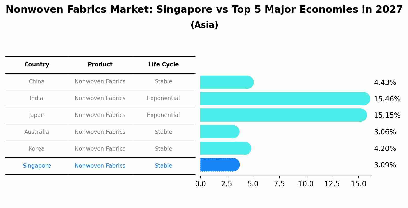 Nonwoven Fabrics Market: Singapore vs Top 5 Major Economies in 2027 (Asia)