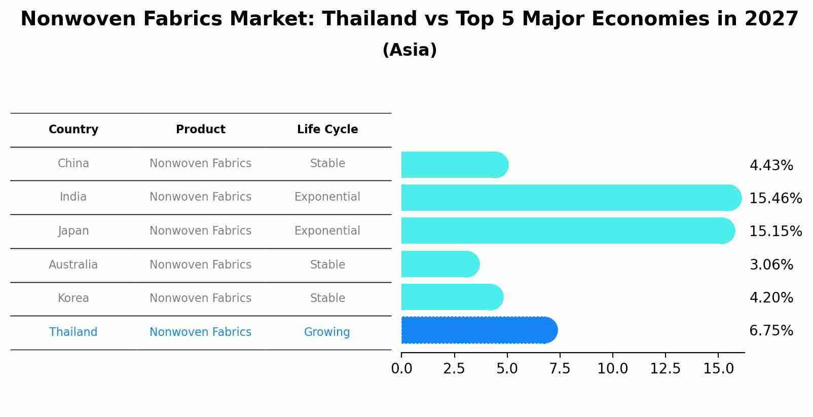 Nonwoven Fabrics Market: Thailand vs Top 5 Major Economies in 2027 (Asia)