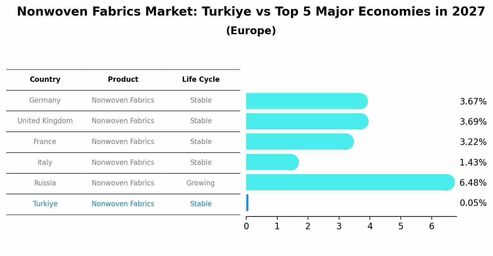 Nonwoven Fabrics Market: Turkiye vs Top 5 Major Economies in 2027 (Europe)