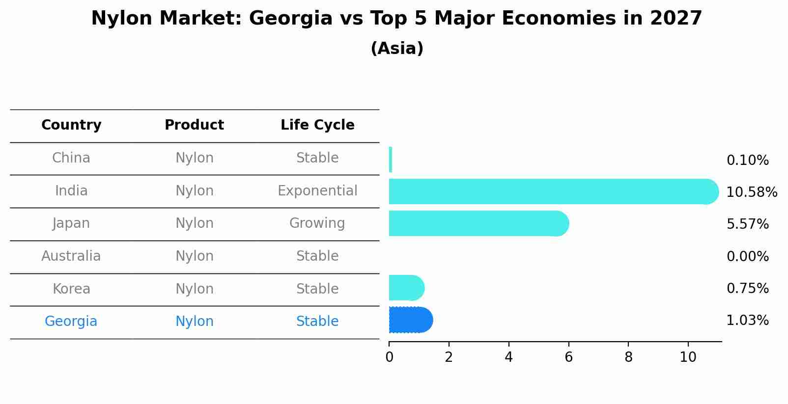 Nylon Market: Georgia vs Top 5 Major Economies in 2027 (Asia)
