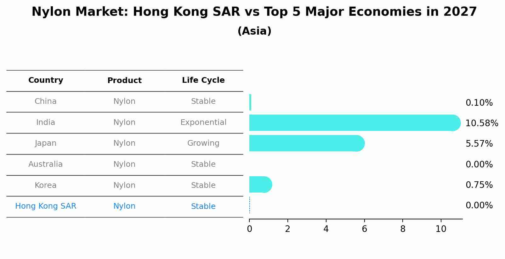 Nylon Market: Hong Kong SAR vs Top 5 Major Economies in 2027 (Asia)