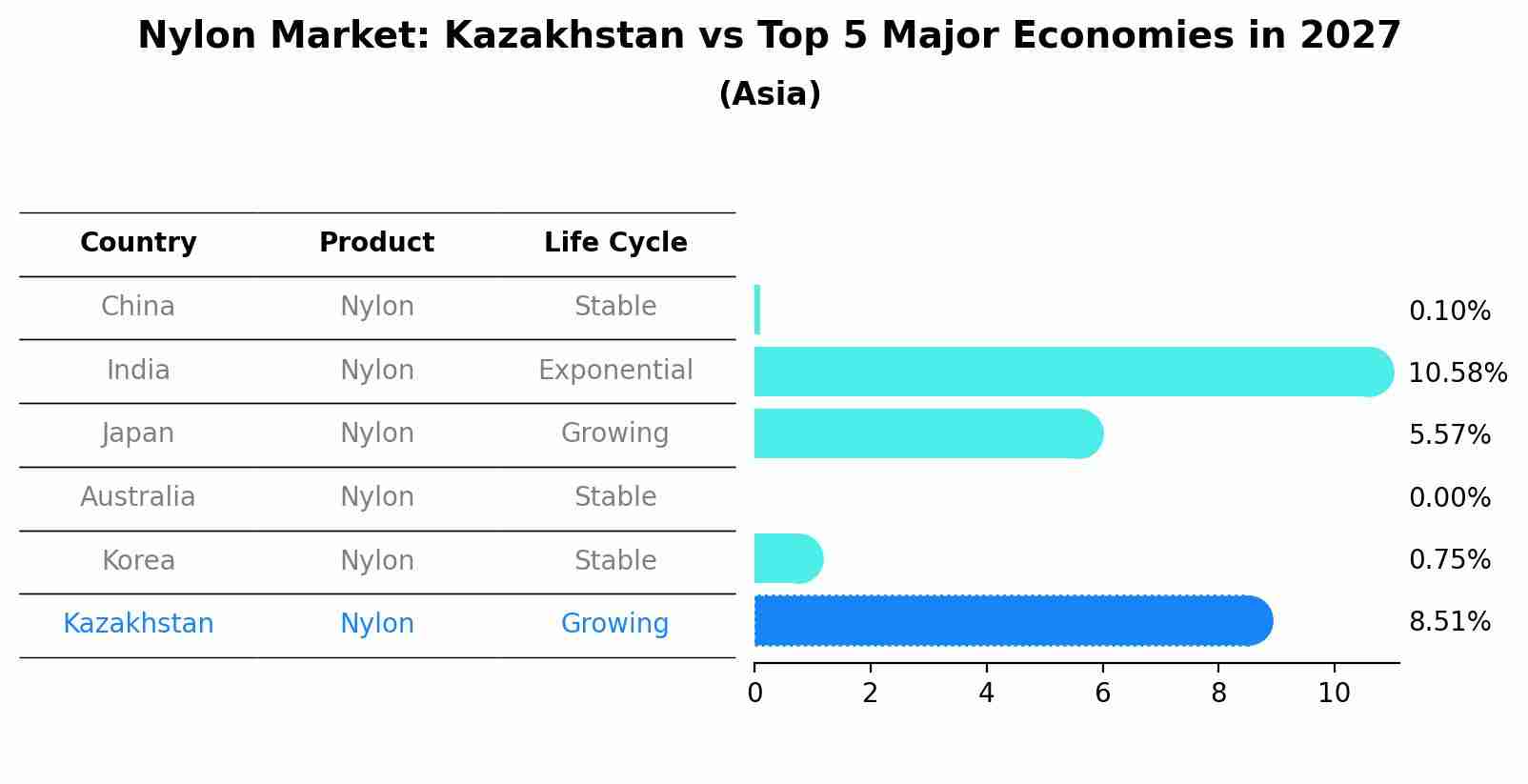 Nylon Market: Kazakhstan vs Top 5 Major Economies in 2027 (Asia)