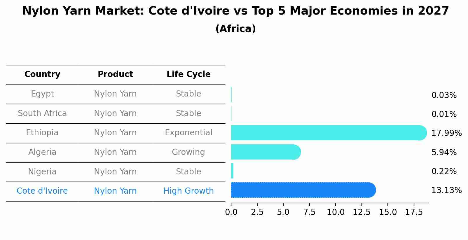 Nylon Yarn Market: Cote d'Ivoire vs Top 5 Major Economies in 2027 (Africa)