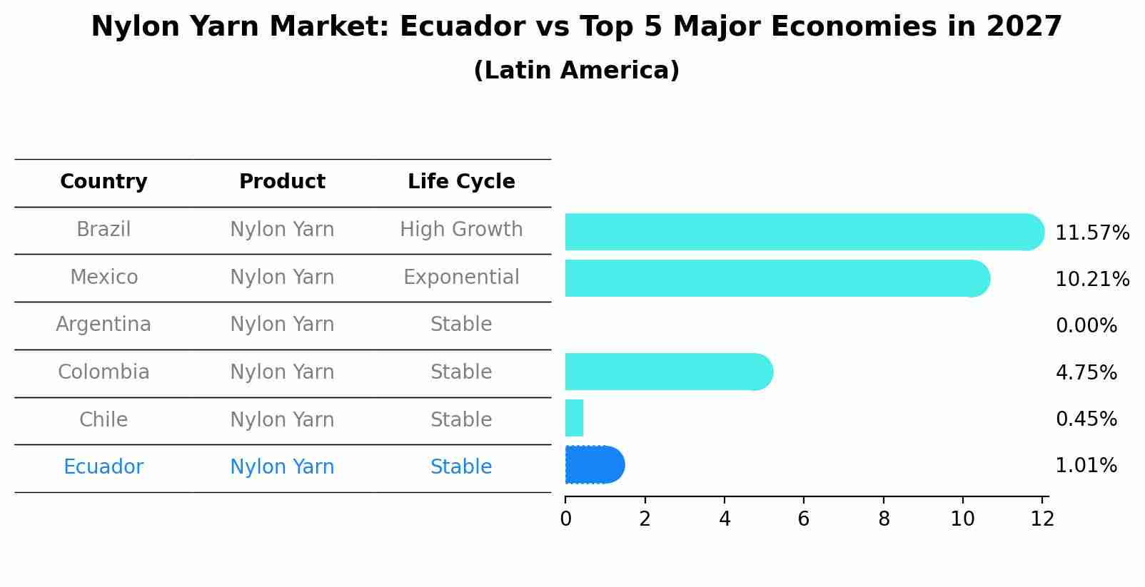 Nylon Yarn Market: Ecuador vs Top 5 Major Economies in 2027 (Latin America)