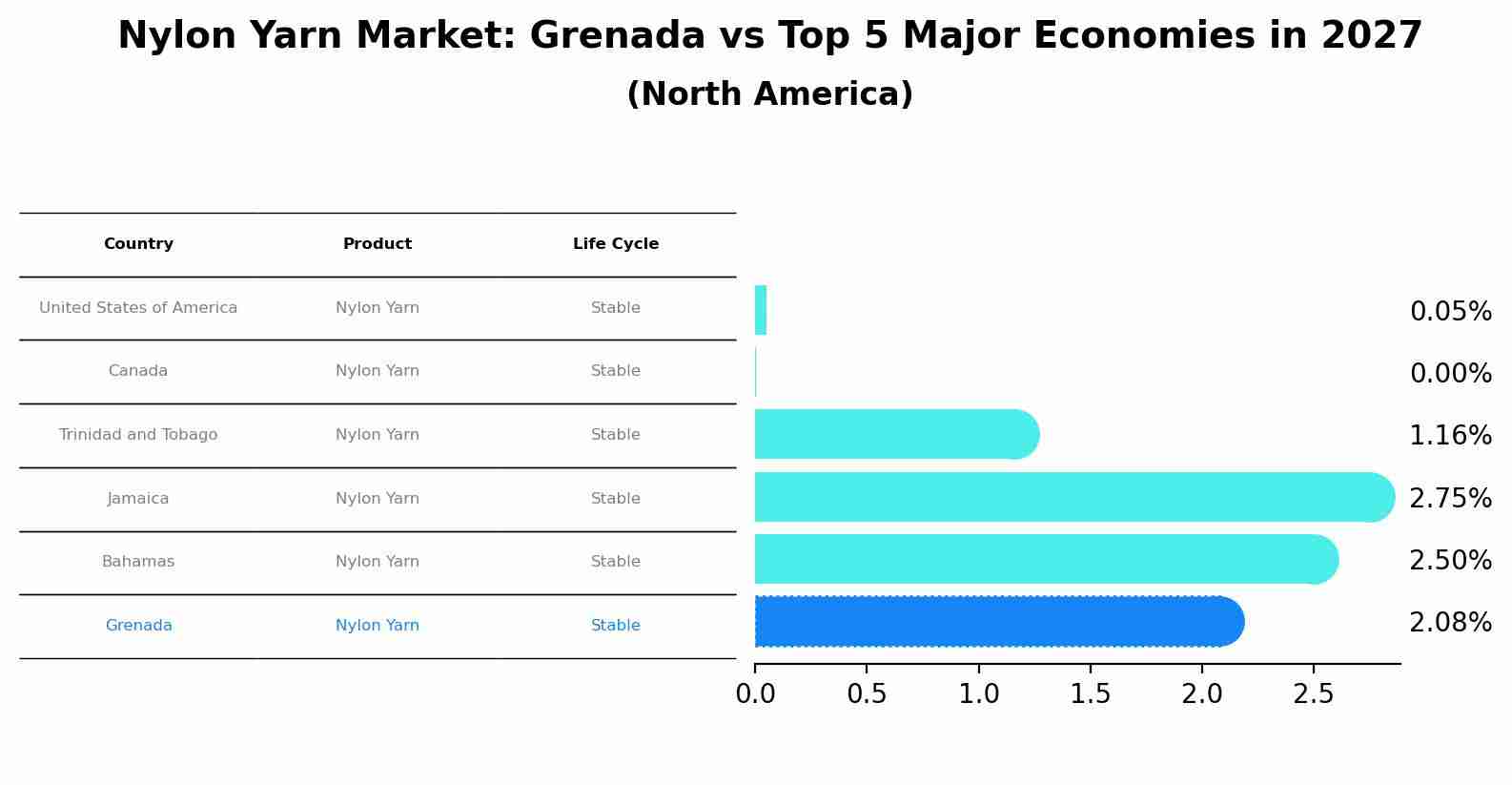 Nylon Yarn Market: Grenada vs Top 5 Major Economies in 2027 (North America)