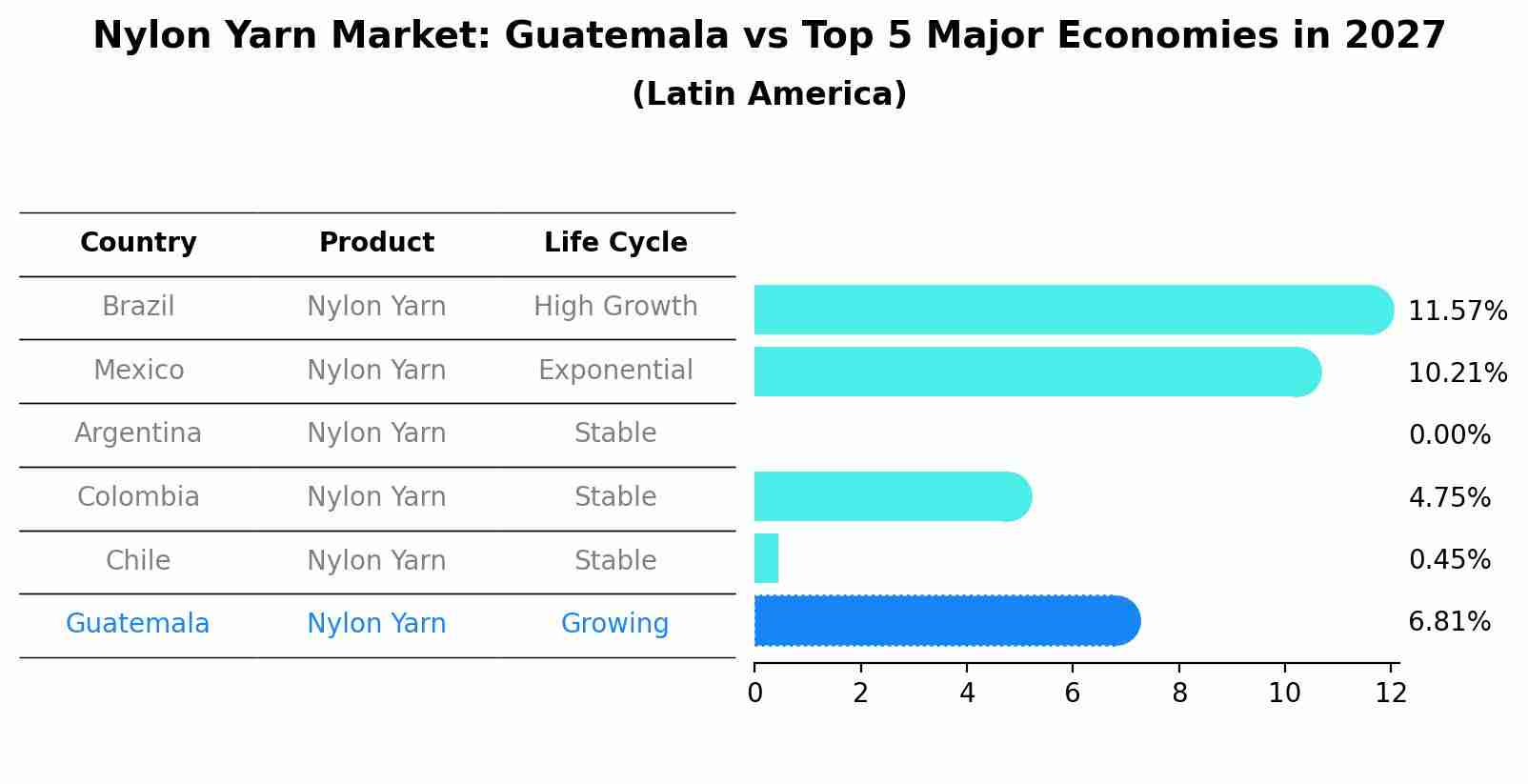 Nylon Yarn Market: Guatemala vs Top 5 Major Economies in 2027 (Latin America)