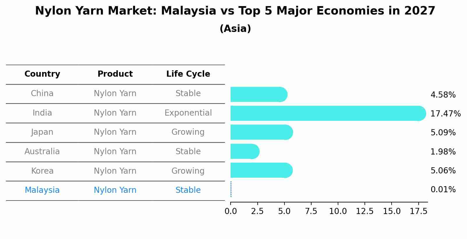 Nylon Yarn Market: Malaysia vs Top 5 Major Economies in 2027 (Asia)