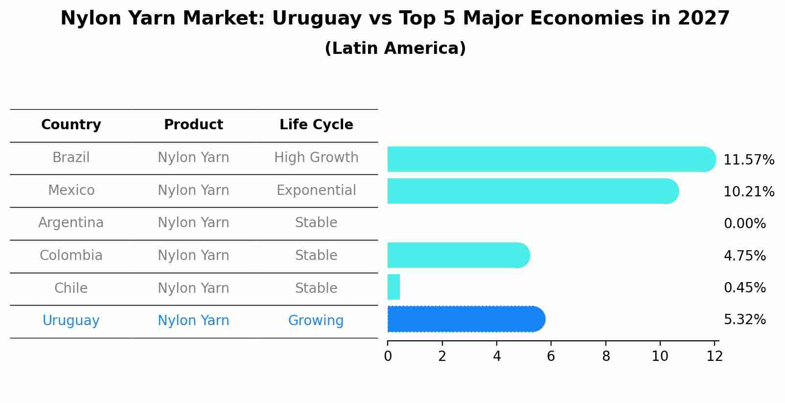 Nylon Yarn Market: Uruguay vs Top 5 Major Economies in 2027 (Latin America)