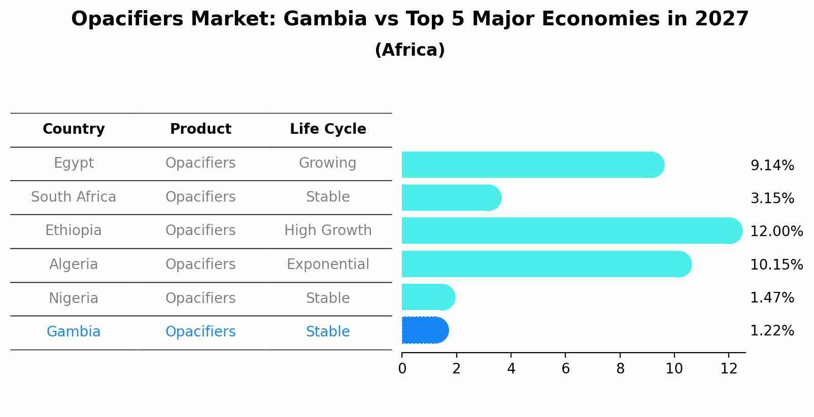 Opacifiers Market: Gambia vs Top 5 Major Economies in 2027 (Africa)