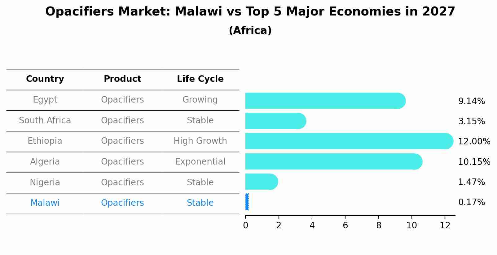 Opacifiers Market: Malawi vs Top 5 Major Economies in 2027 (Africa)