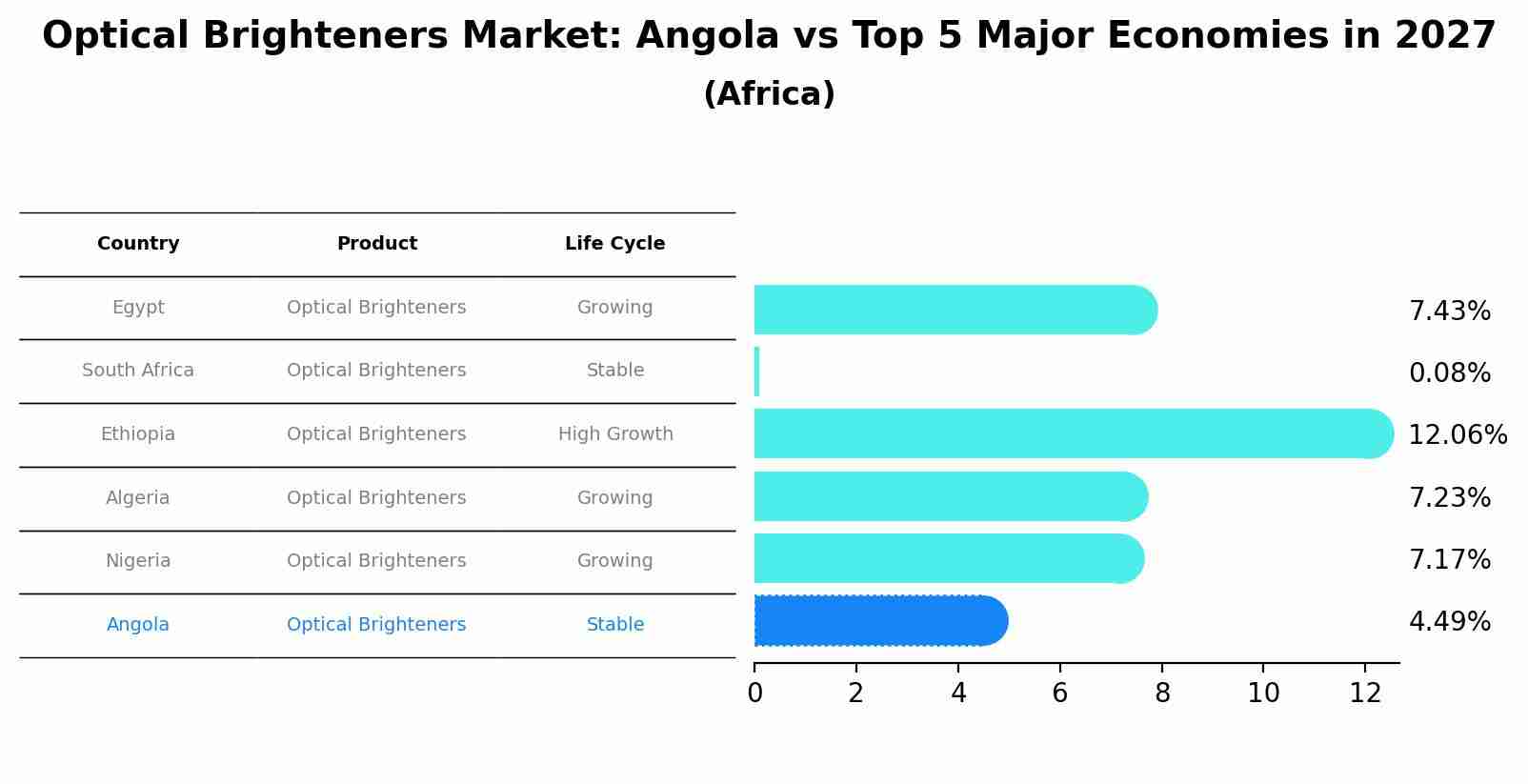 Optical Brighteners Market: Angola vs Top 5 Major Economies in 2027 (Africa)