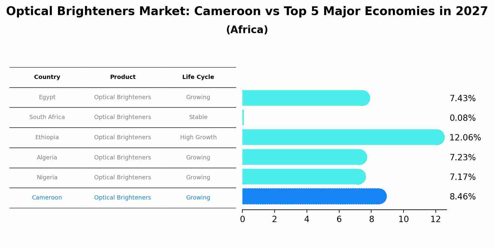 Optical Brighteners Market: Cameroon vs Top 5 Major Economies in 2027 (Africa)