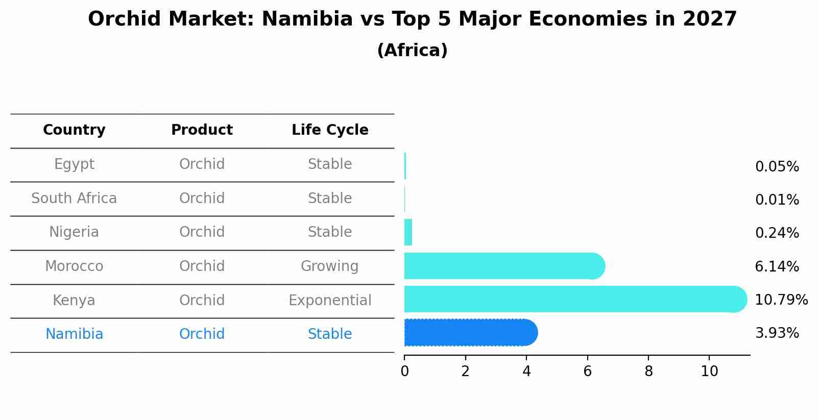 Orchid Market: Namibia vs Top 5 Major Economies in 2027 (Africa)