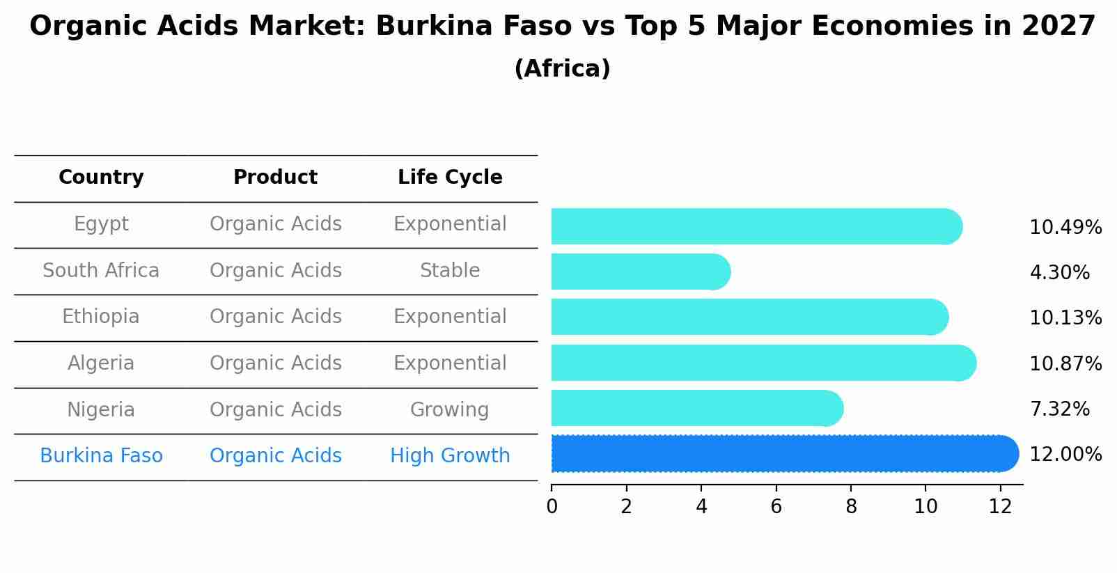 Organic Acids Market: Burkina Faso vs Top 5 Major Economies in 2027 (Africa)