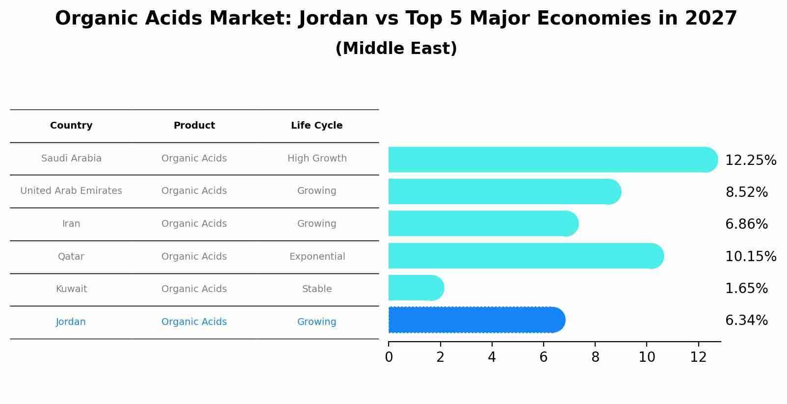Organic Acids Market: Jordan vs Top 5 Major Economies in 2027 (Middle East)