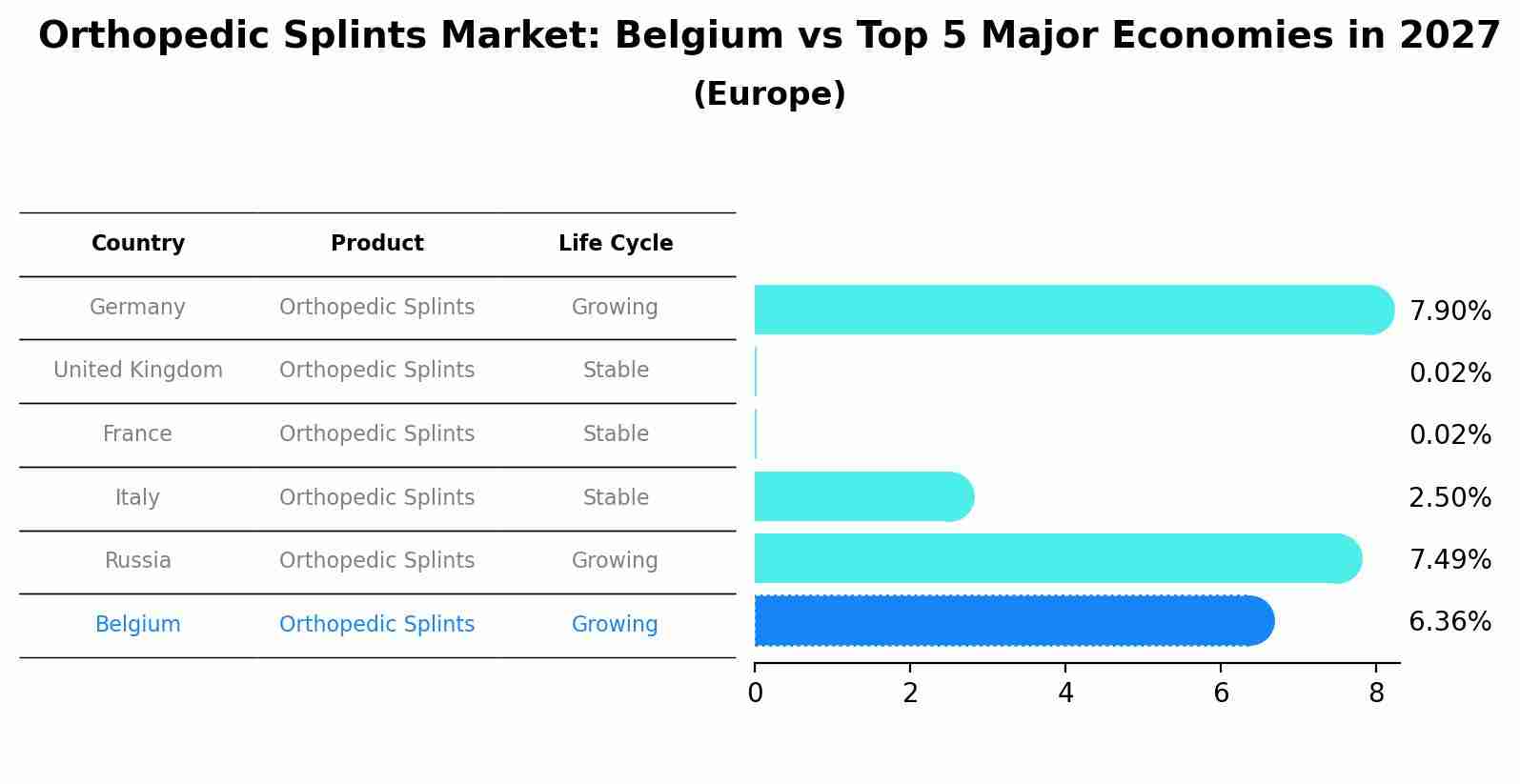 Orthopedic Splints Market: Belgium vs Top 5 Major Economies in 2027 (Europe)