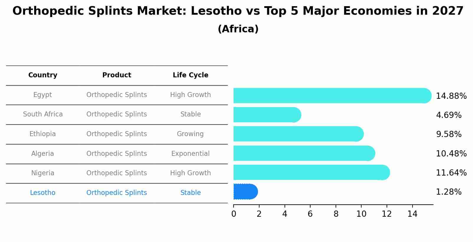 Orthopedic Splints Market: Lesotho vs Top 5 Major Economies in 2027 (Africa)