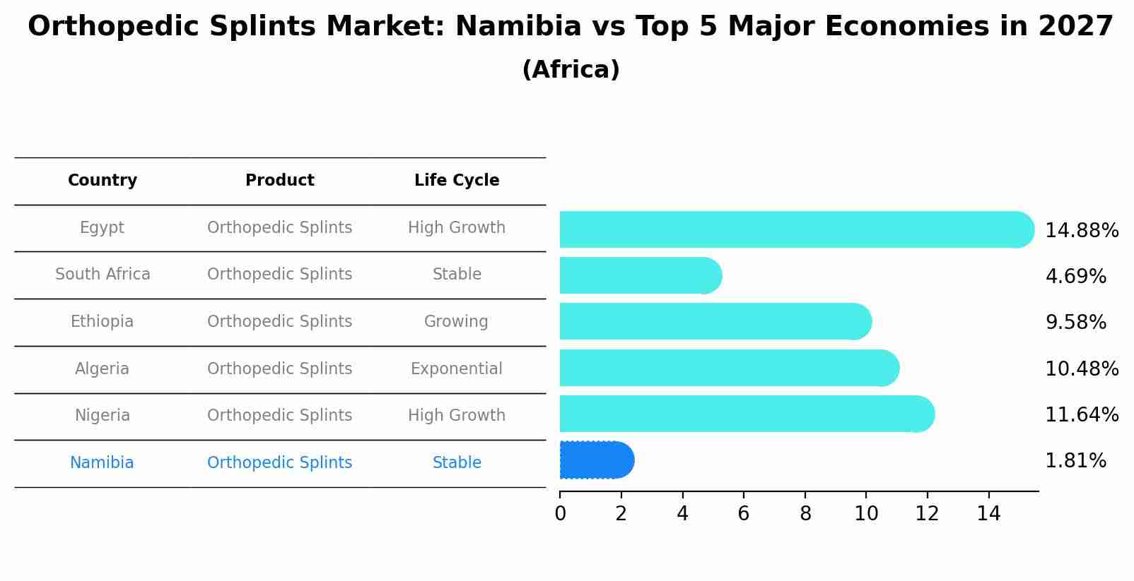 Orthopedic Splints Market: Namibia vs Top 5 Major Economies in 2027 (Africa)