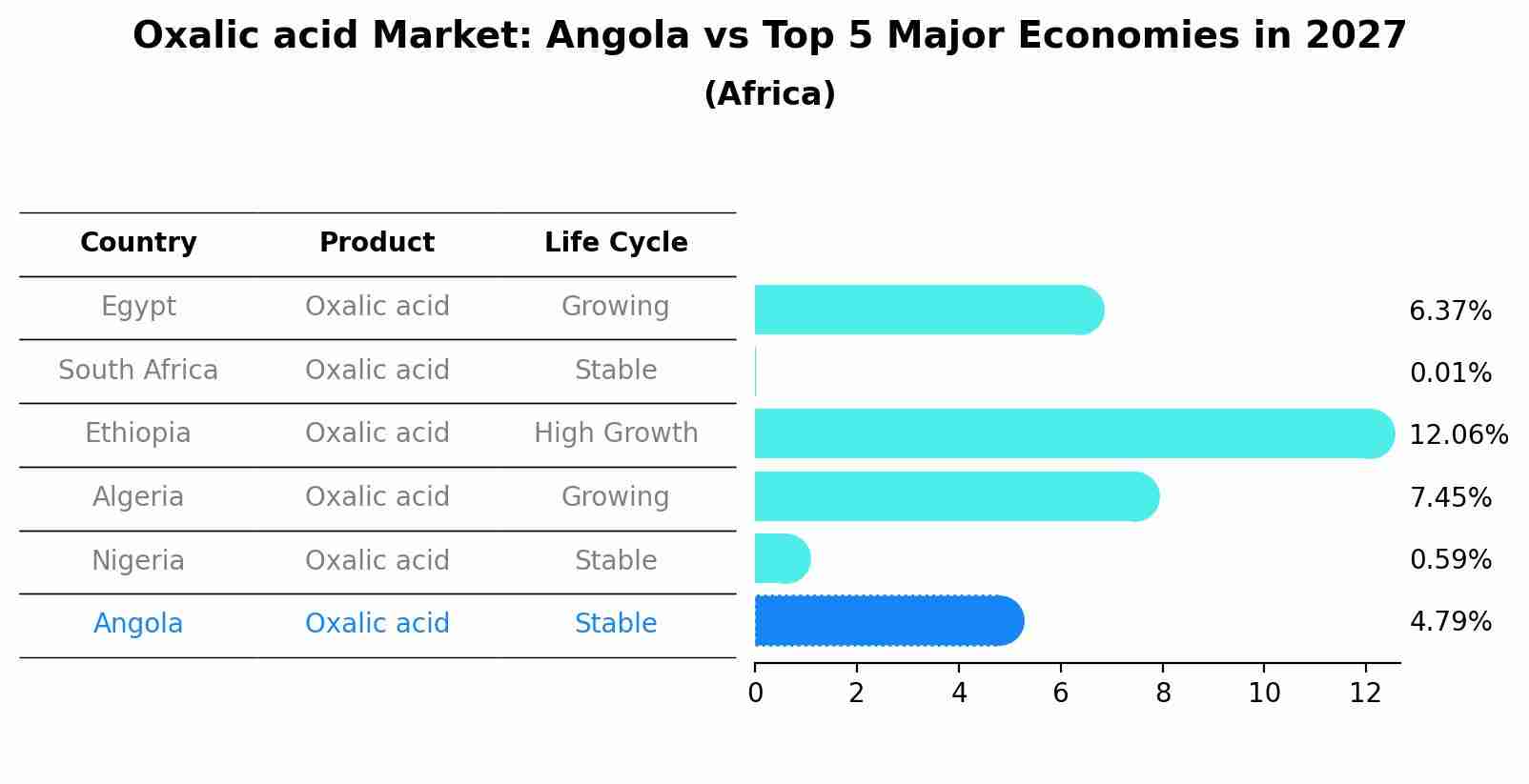 Oxalic acid Market: Angola vs Top 5 Major Economies in 2027 (Africa)