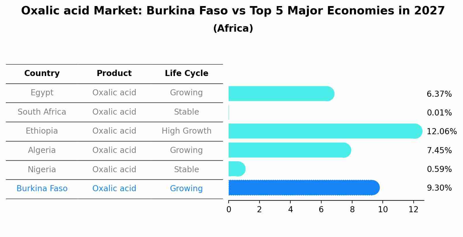 Oxalic acid Market: Burkina Faso vs Top 5 Major Economies in 2027 (Africa)