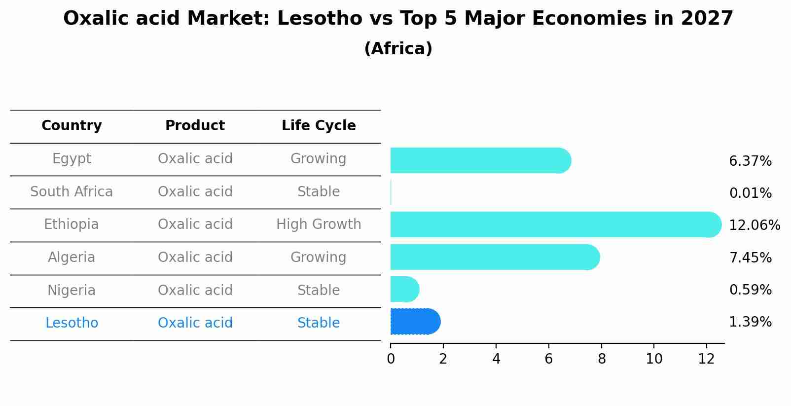 Oxalic acid Market: Lesotho vs Top 5 Major Economies in 2027 (Africa)