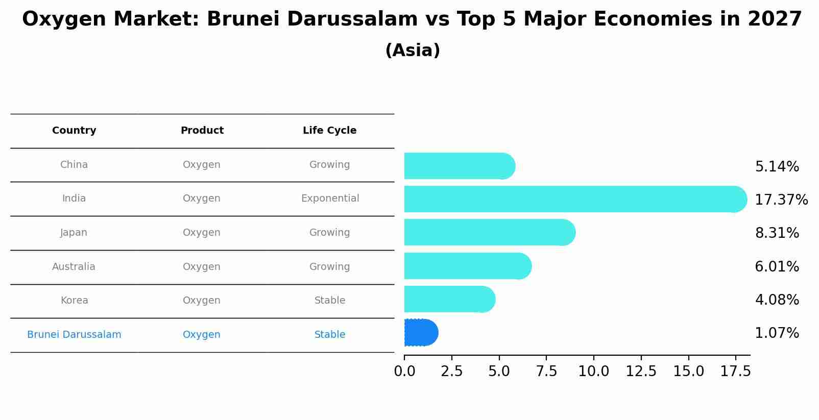 Oxygen Market: Brunei Darussalam vs Top 5 Major Economies in 2027 (Asia)
